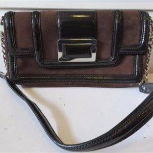BANANA REPUBLIC BROWN SUEDE, PATENT LEATHER BAG